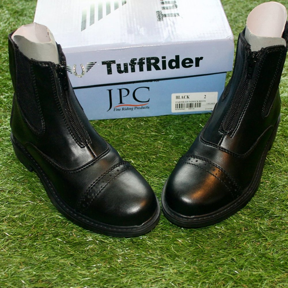 TuffRider Starter Zip Paddock Boots Girls Size 2, Black, New w Box